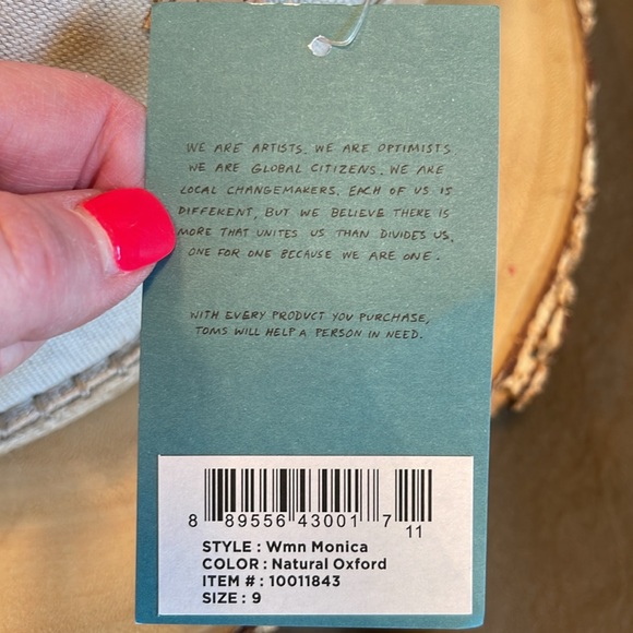 NWT TOMS Monica natural Oxford wedge size size 9, never worn - Picture 9 of 12